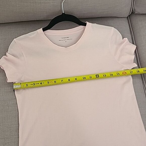 Vince Essential Crew Neck Short Sleeve Shirt Casa Rosa Pink Medium Airy Coastal - Picture 5 of 8